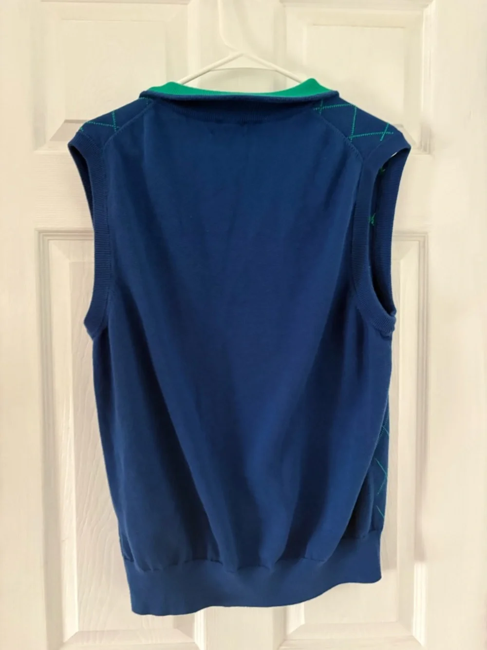 Brooks Brothers Argyle Sweater Vest Blue Green 1/4 Zip Preppy Golf Size L - Picture 3 of 6